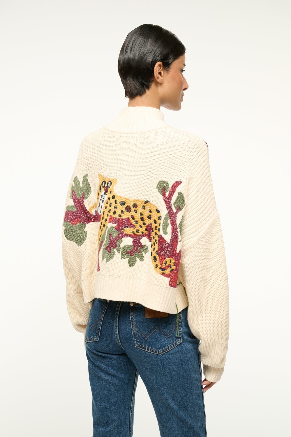 STAUD CROPPED HAMPTON SWEATER JUNGLE LEOPARD - 3