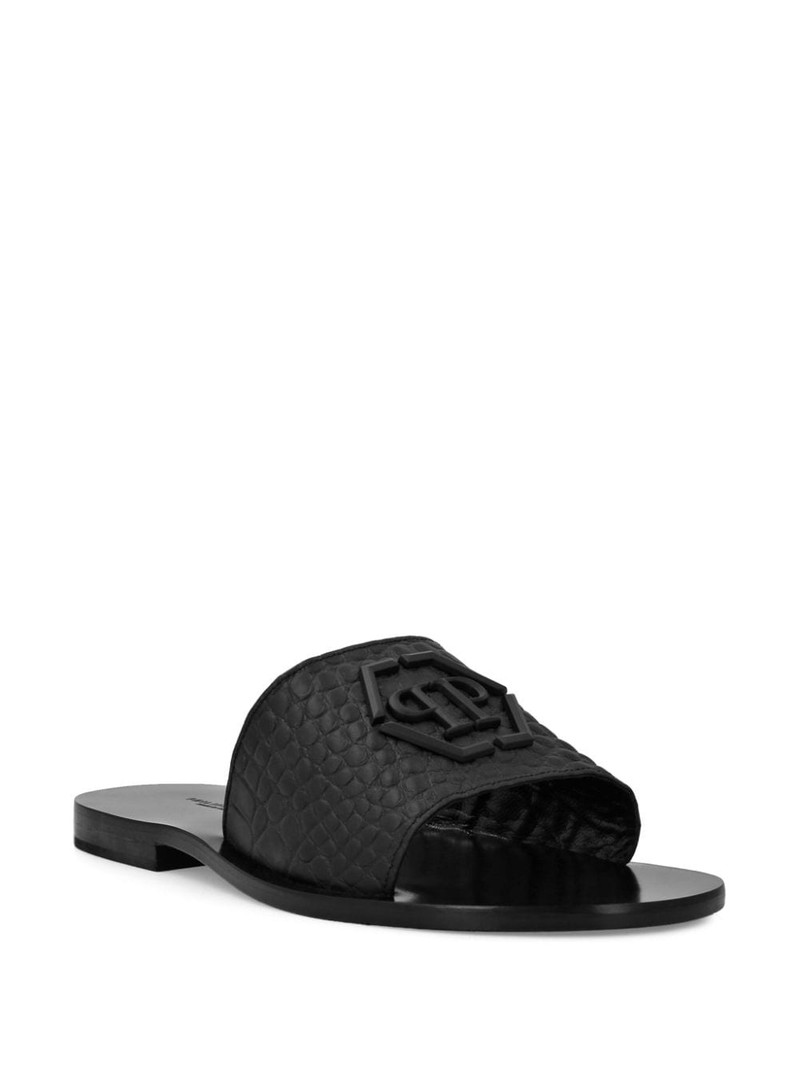 PHILIPP PLEIN crocodile-embossed leather sandals outlook