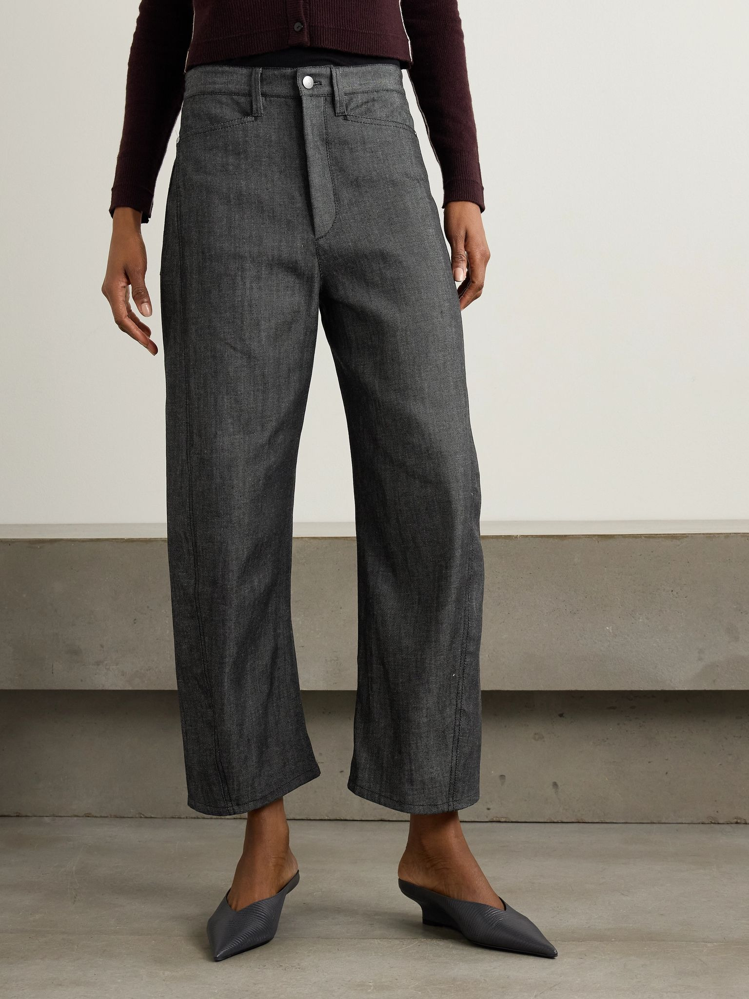 Bow organic high-rise barrel-leg jeans Gray - 3
