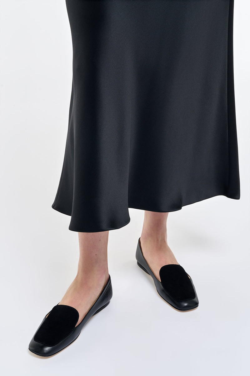 Frei Maxi Skirt in Black Silk Satin 5
