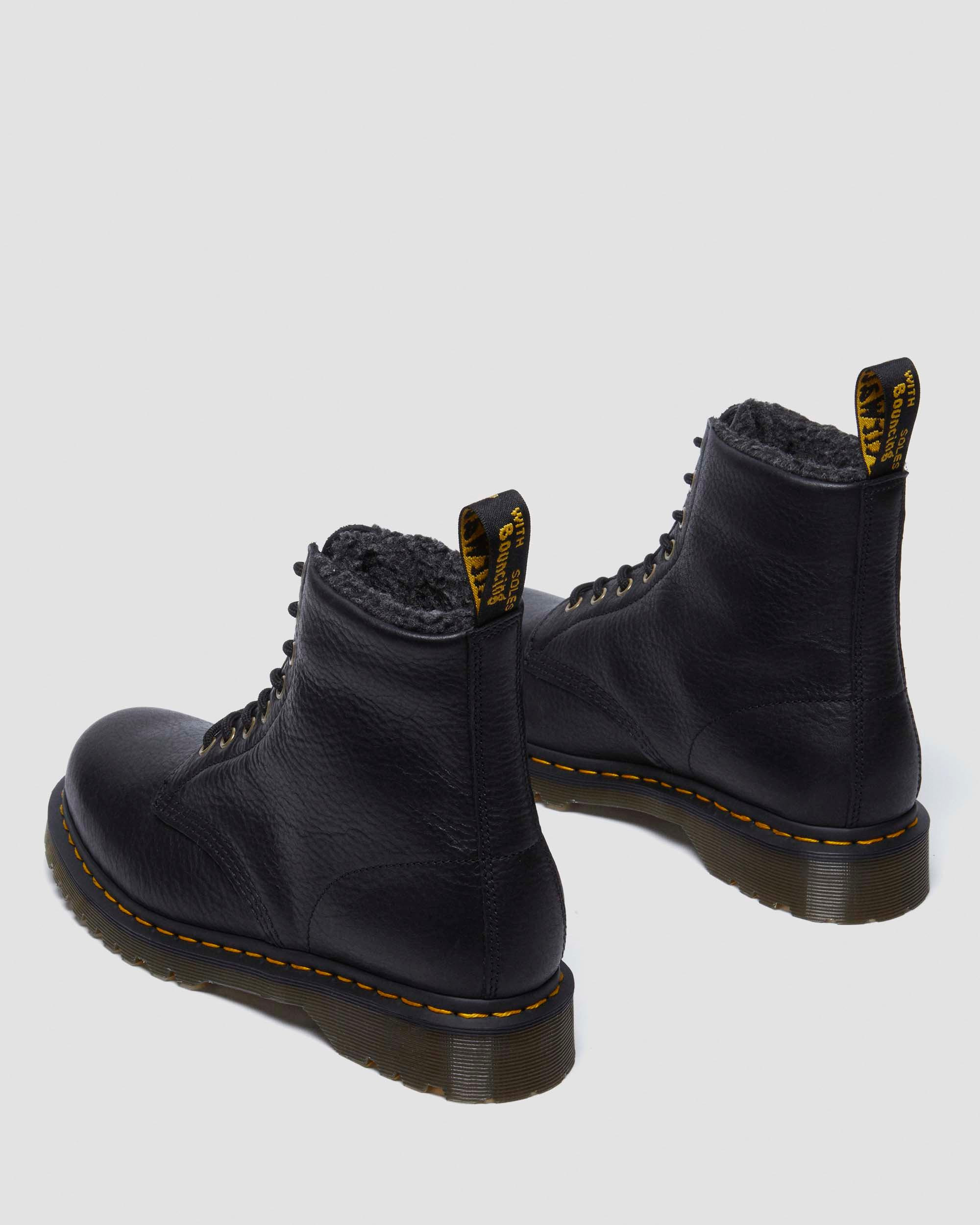 1460 Faux Fur Lined Grizzly Leather Lace Up Boots - 6