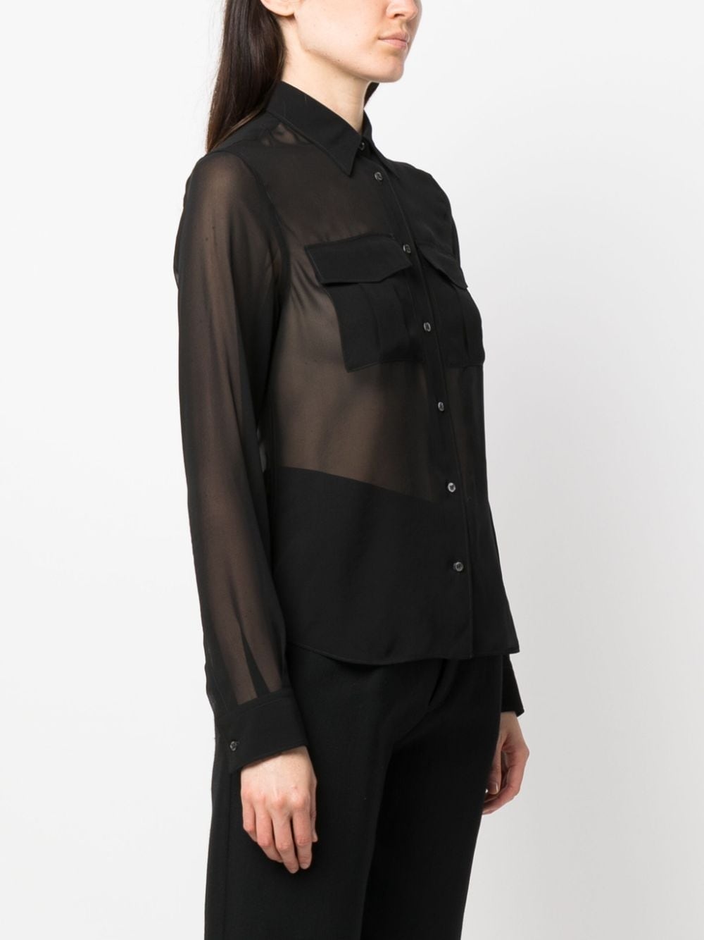 semi-sheer construction silk blouse - 3