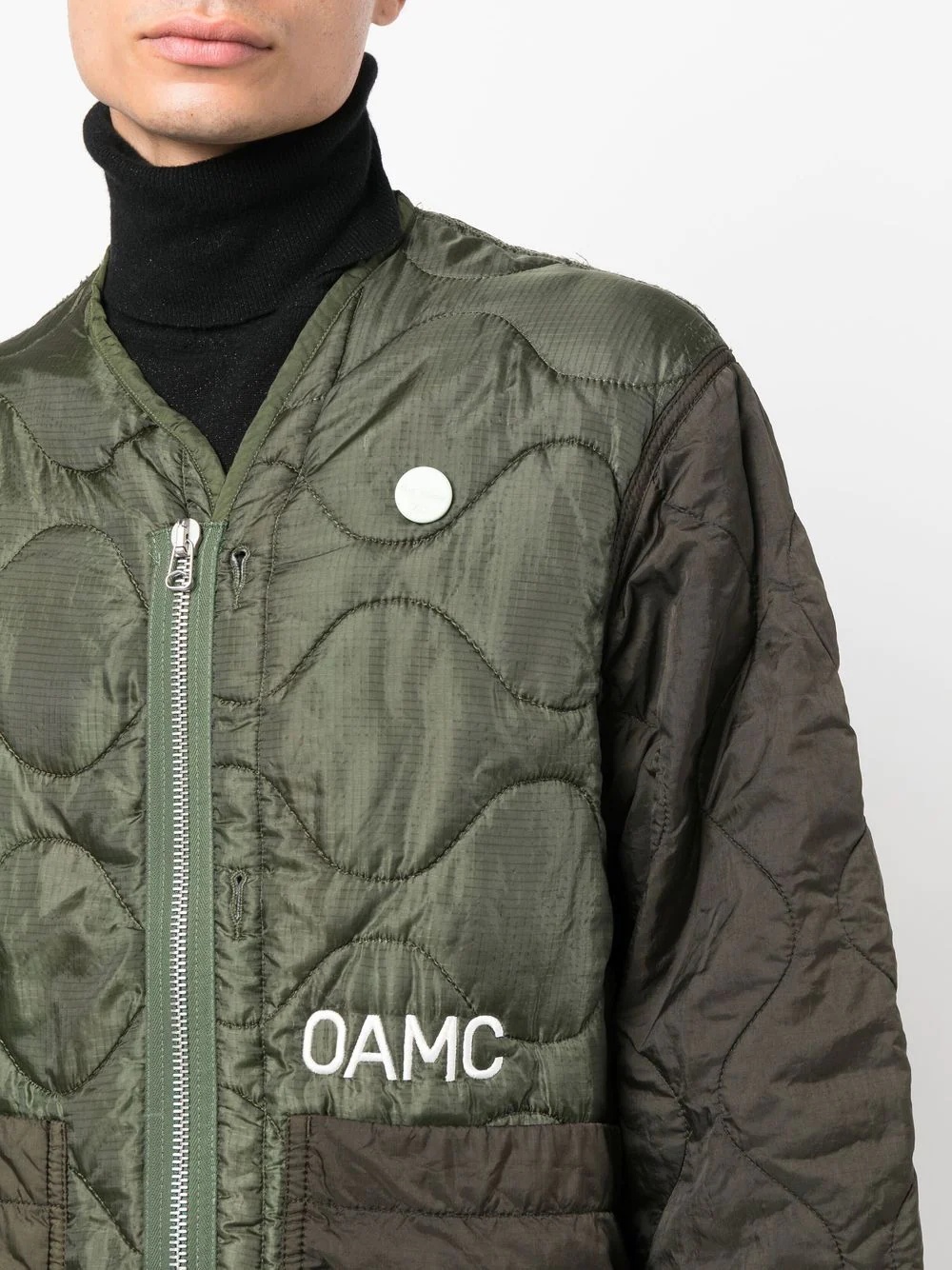 logo-print zip-up quilted jacket - 5