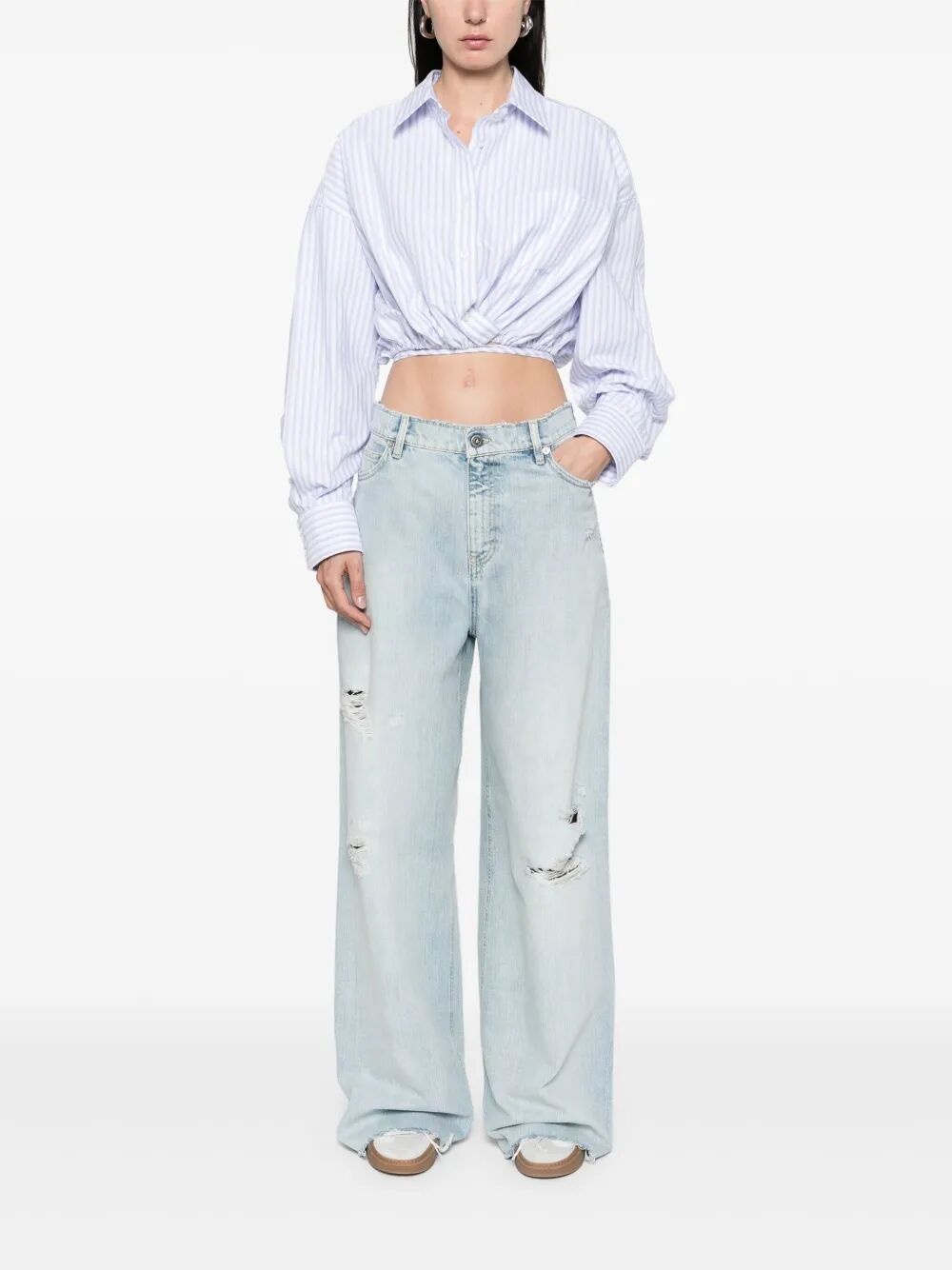 Golden Goose Women Journey W`S Melody Boyfriend Pant Destoyed Bleached Denim - 5