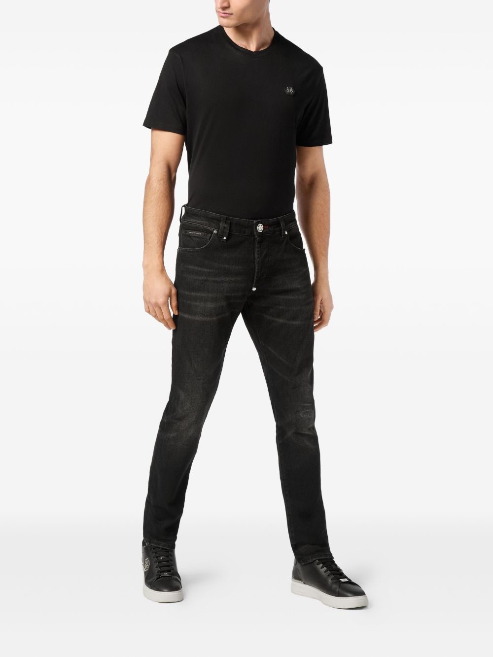 whiskering-effect jeans - 2