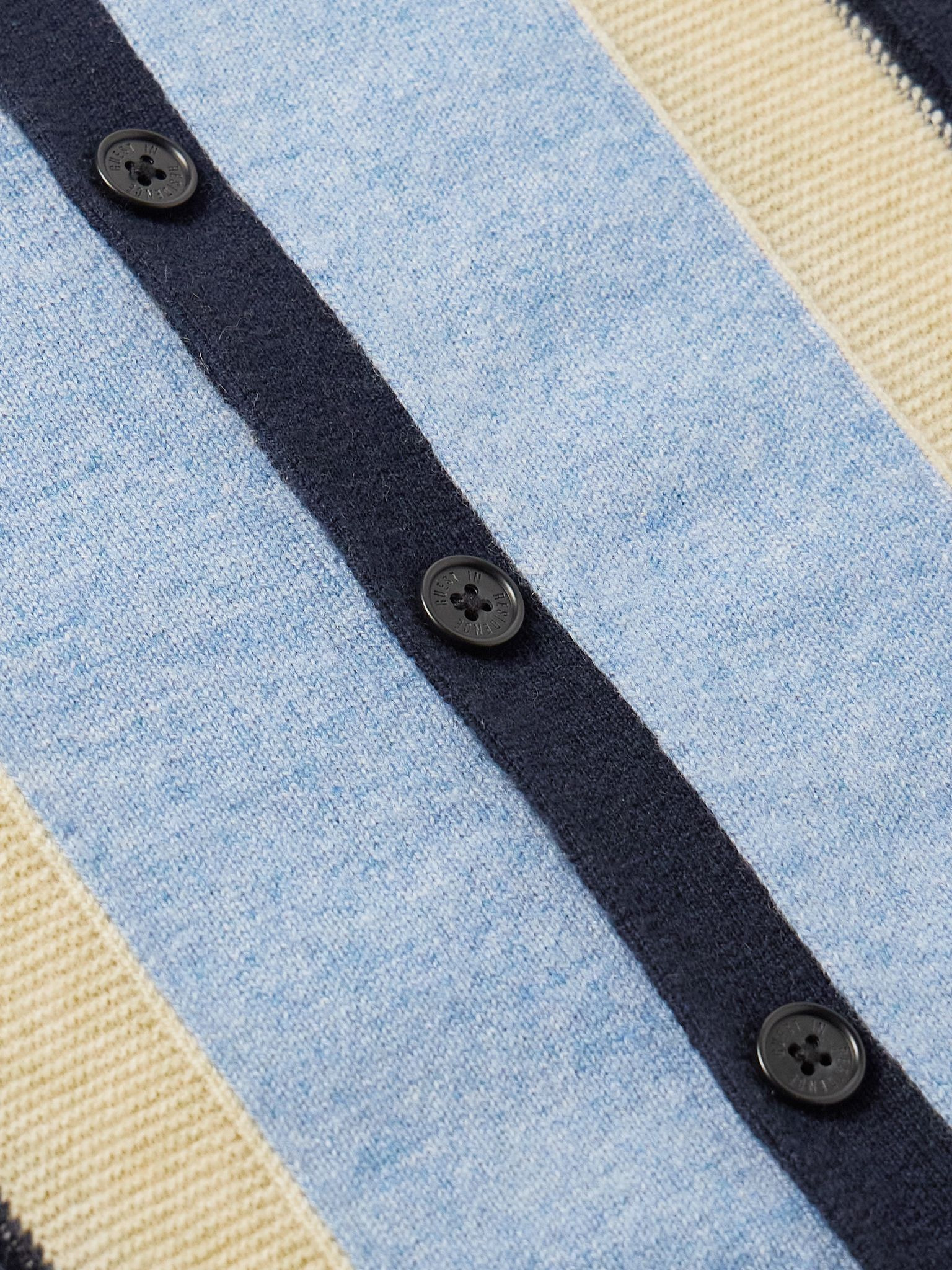 Cable Plaza Striped Cashmere Shirt Blue - 4