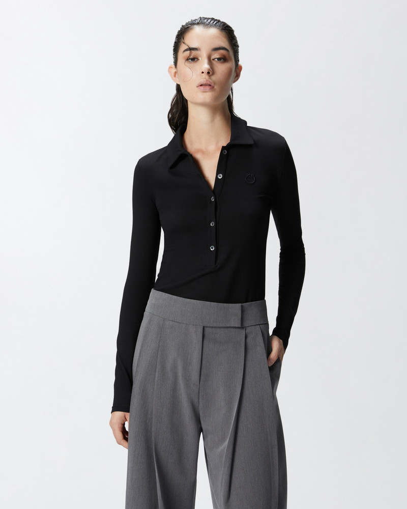 PINKO LOGO EMBROIDERY LONG-SLEEVED POLO SHIRT outlook
