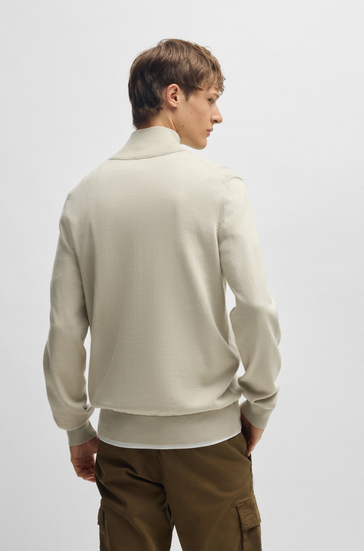 LOGO-PATCH ZIP-NECK SWEATER IN COTTON AND CASHMERE - 5