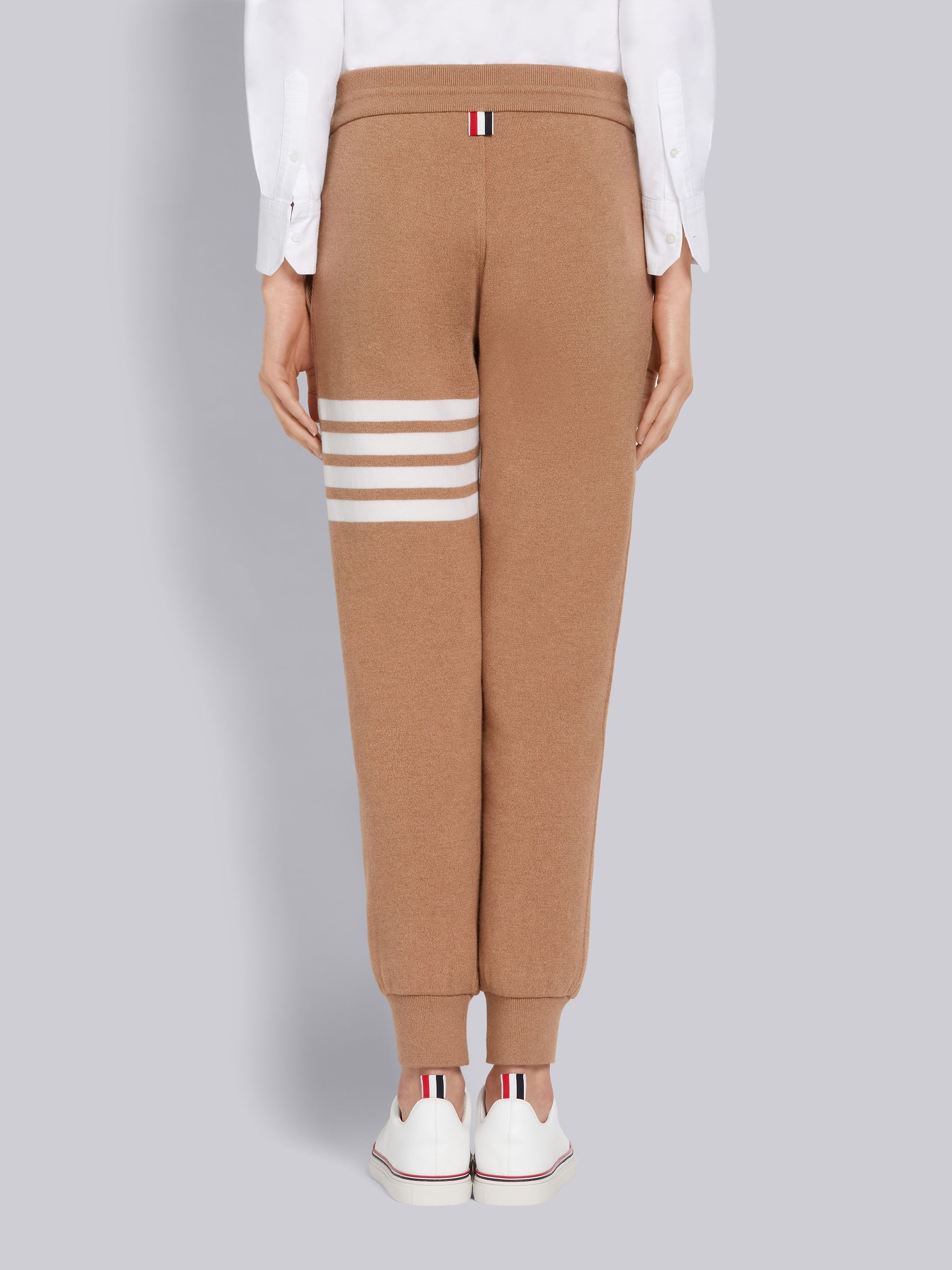 Camel Knitted Double Face Cashmere 4-Bar Sweatpants - 3