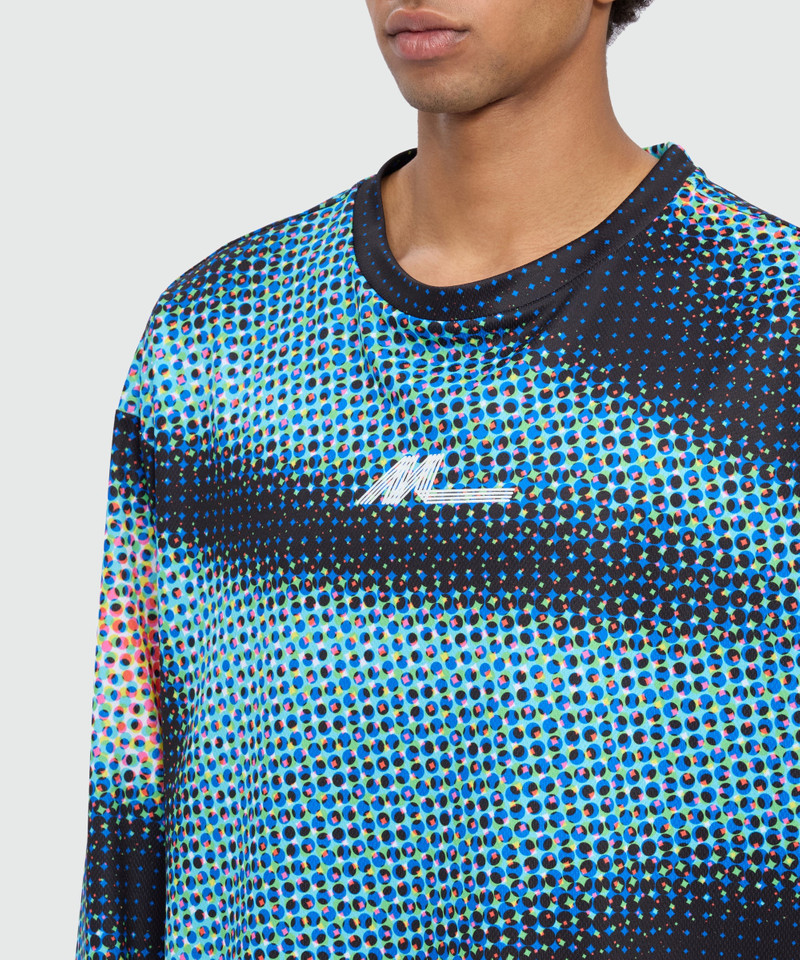 Multicolor long-sleeve technical pique T-shirt with raised logo on front and back 5
