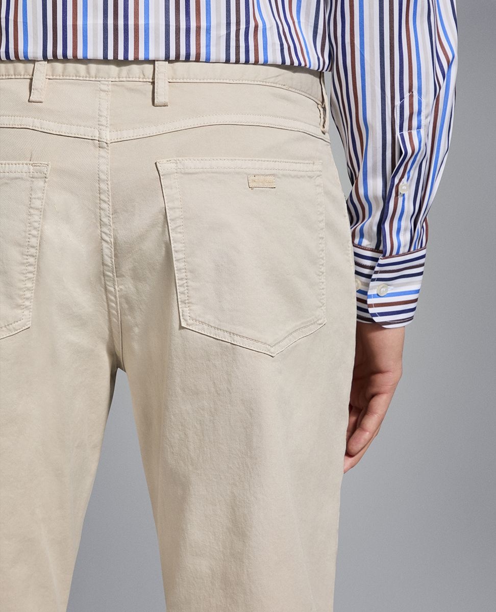 5-pocket stretch cotton trousers - 5