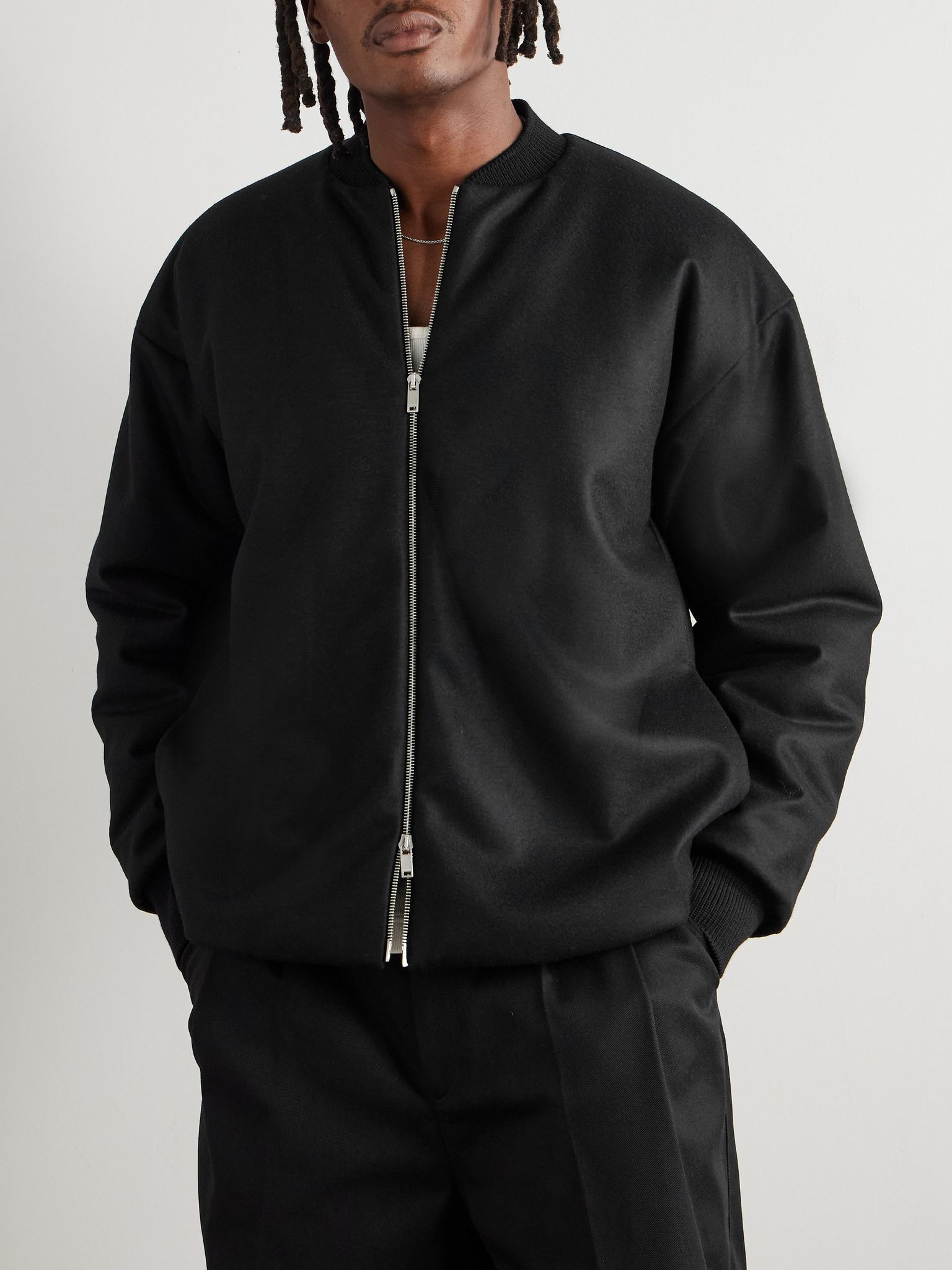 Padded Wool-Felt Bomber Jacket Black - 3