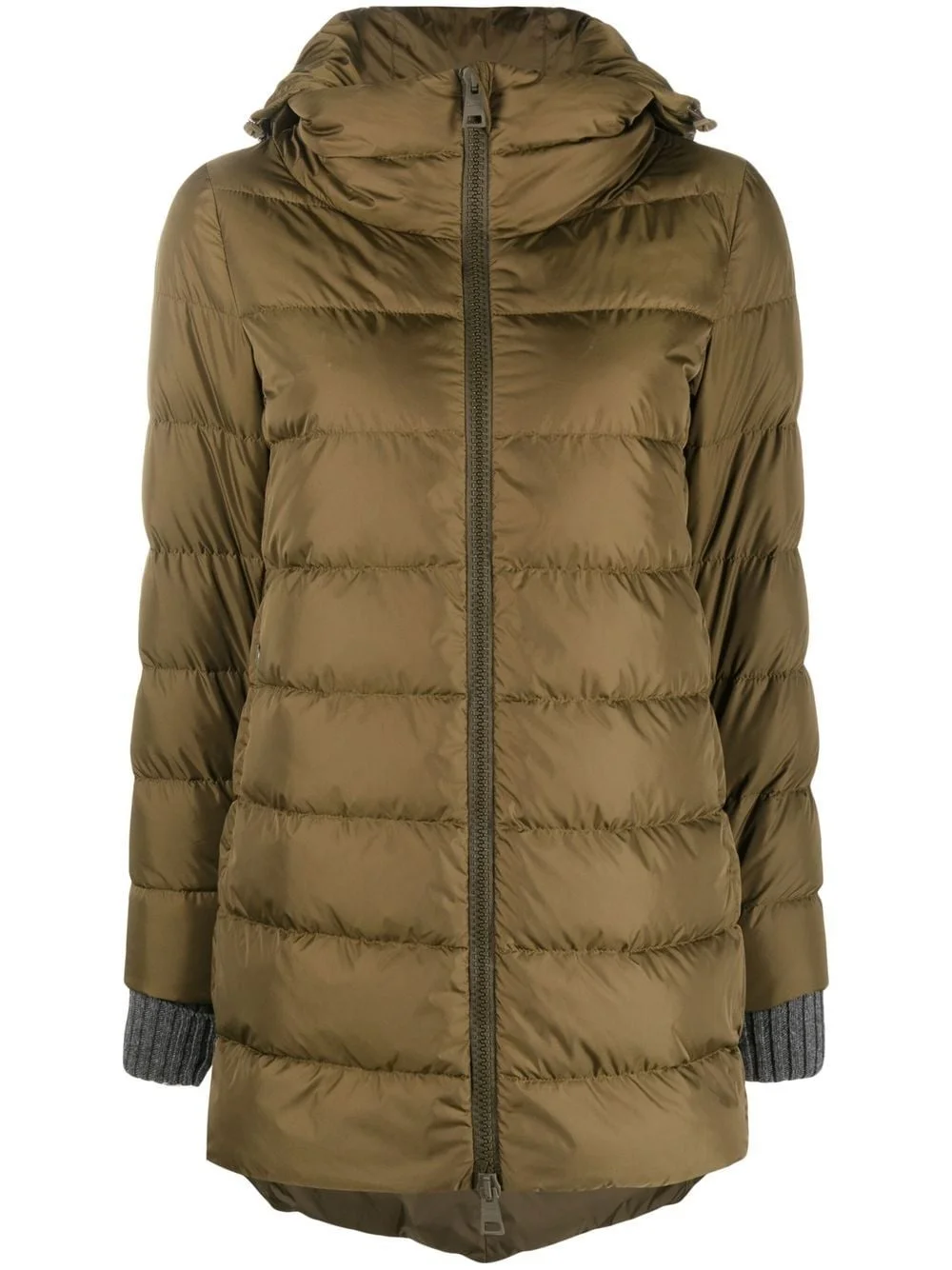 hooded feather-down coat - 1