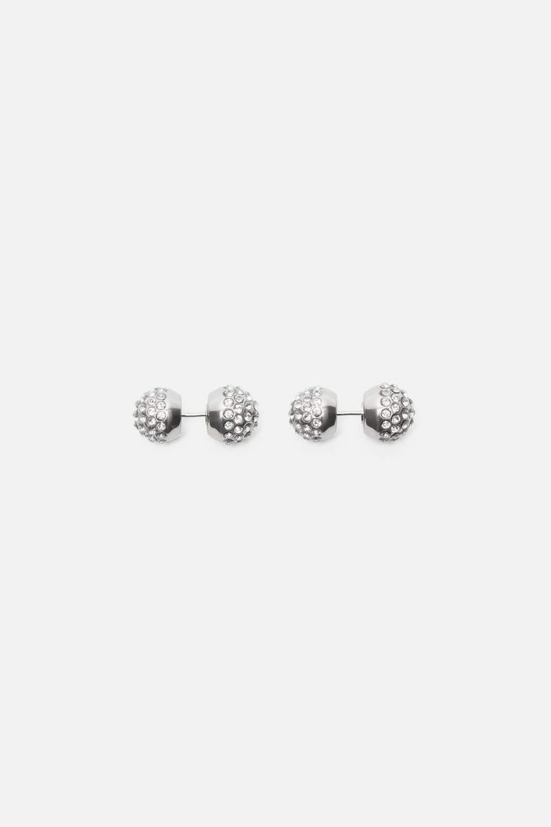 Crystal Stud Earrings - Semi matt silver/transparent 1