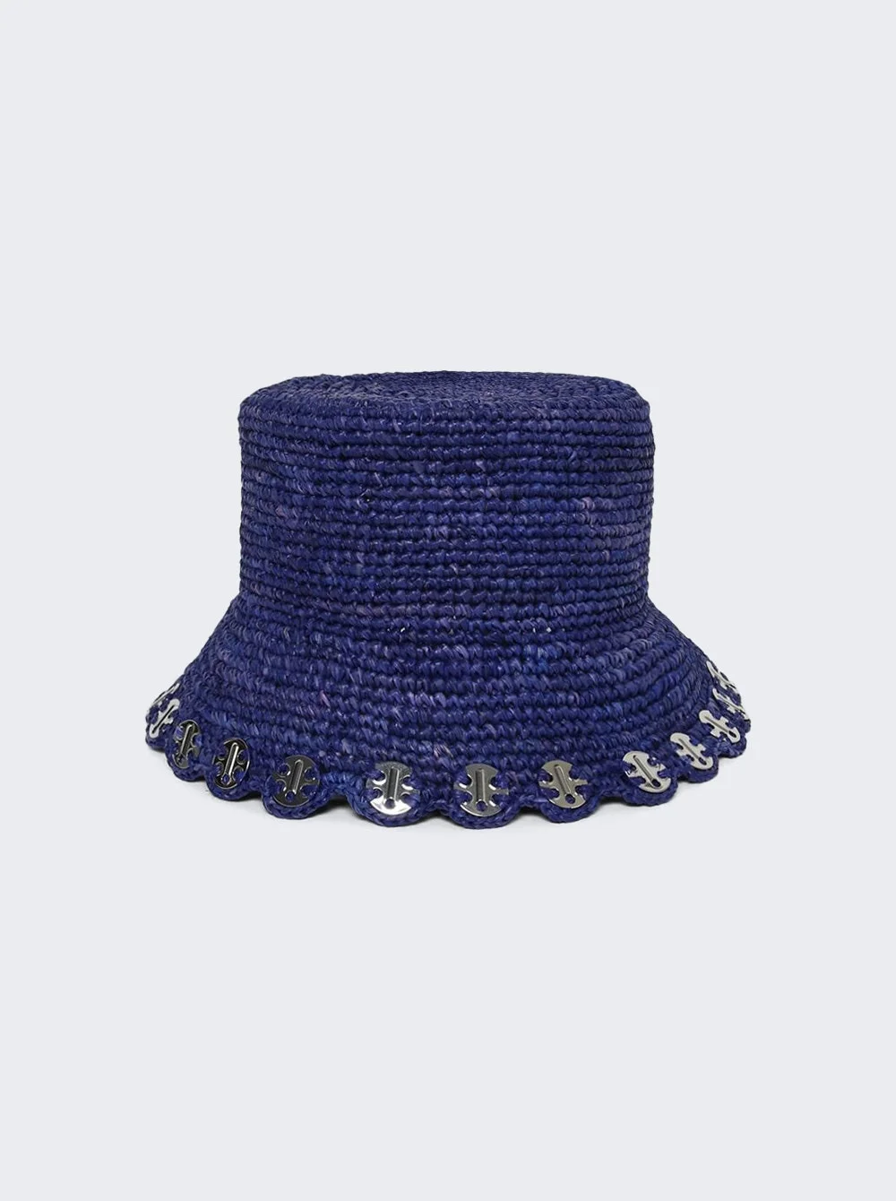 Raffia Bucket Hat Aqua And Silver - 1