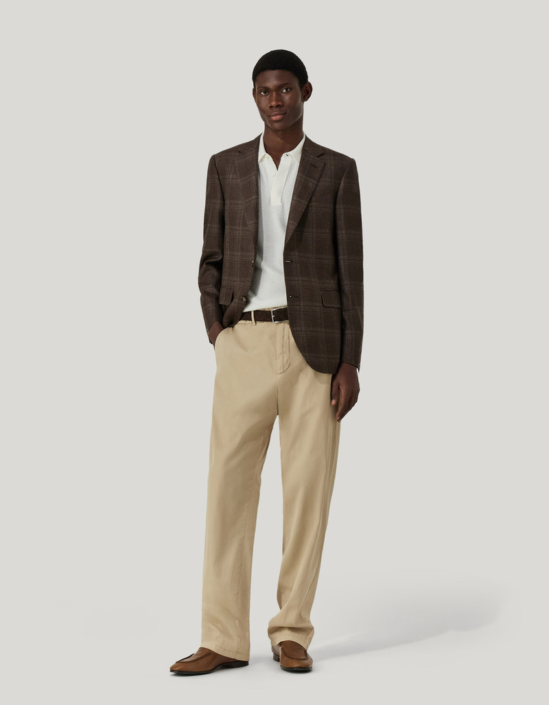 Canali LIGHT BLUE AND BROWN OVERCHECK BLAZER IN SILK AND CASHMERE outlook