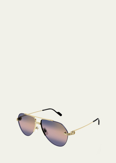 Cartier Men's CT0427SM Metal Aviator Sunglasses outlook