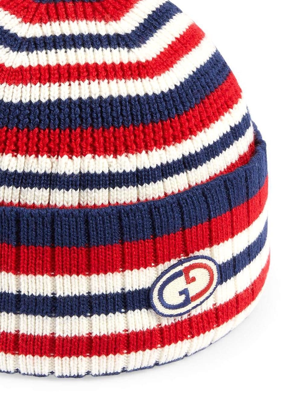 logo-applique striped wool beanie - 2