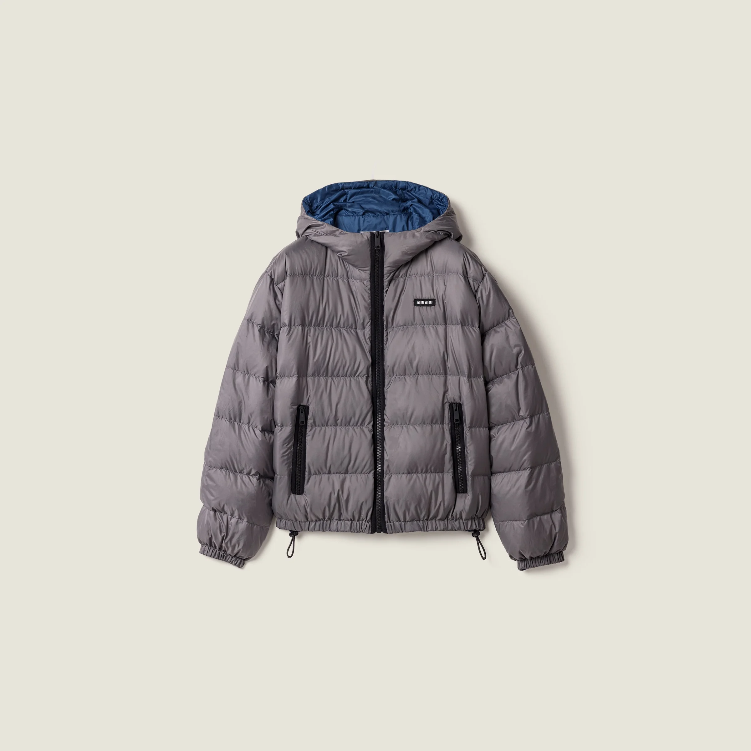 Light pongé down hoodie jacket - 1