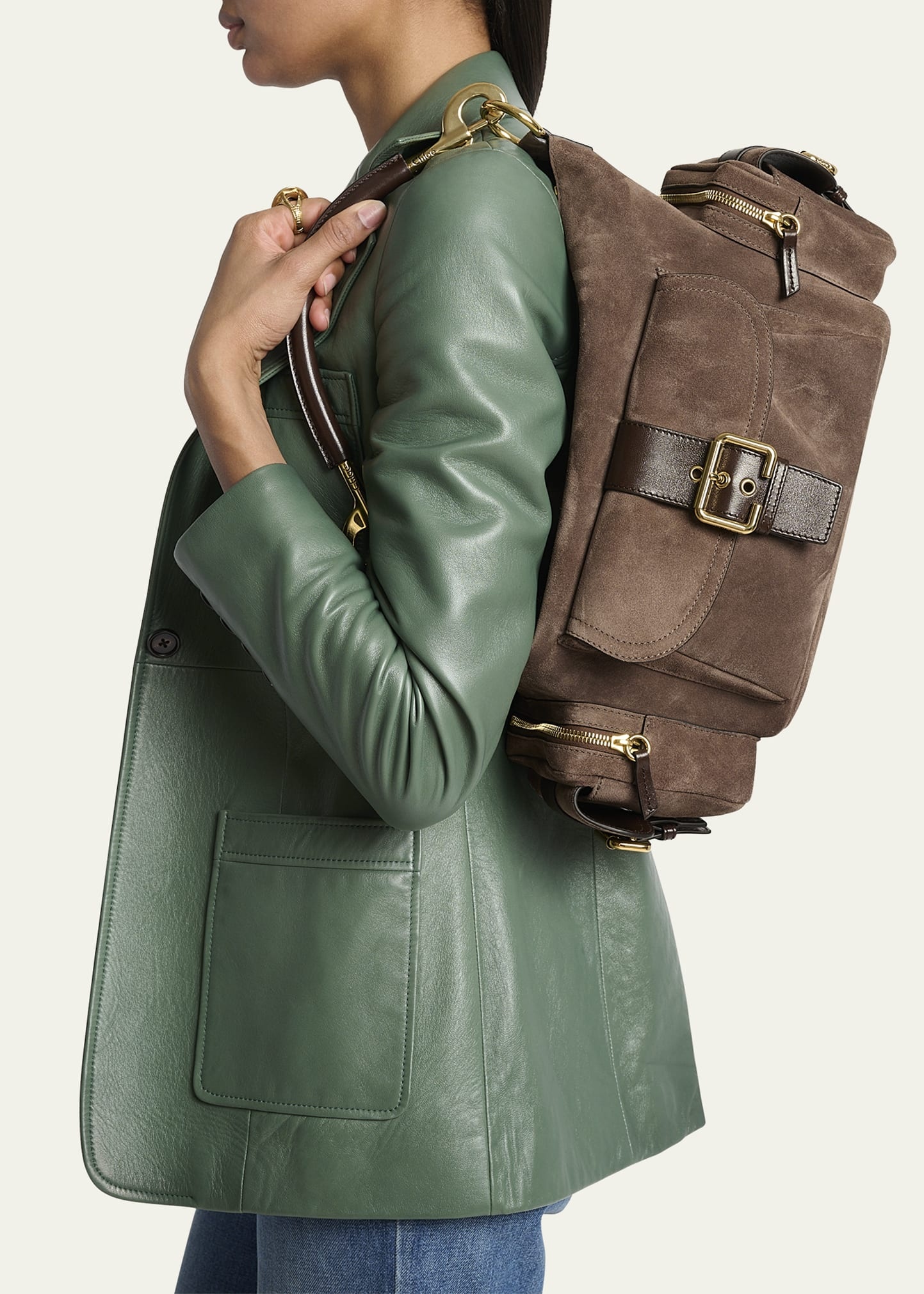 Medium Camera Shoulder Bag in Suede - 2