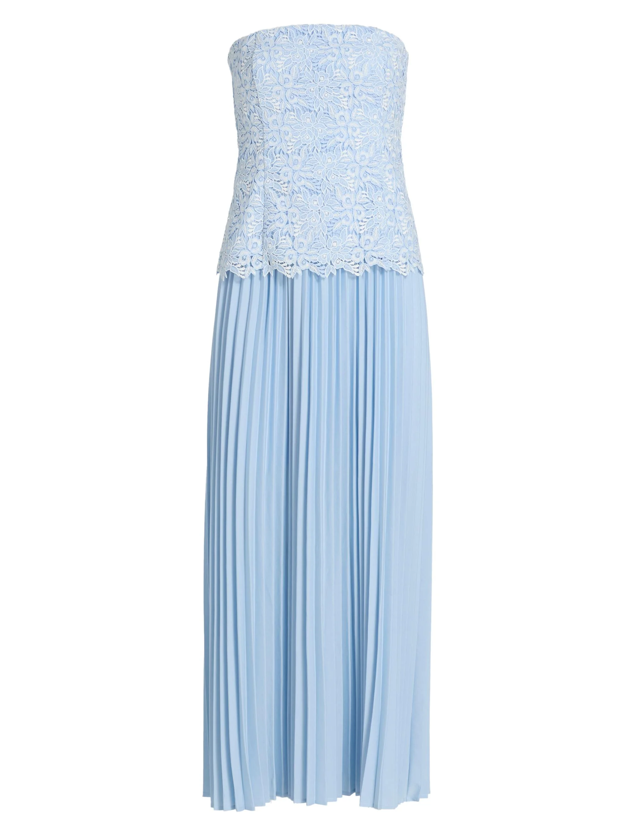 Women's Cody Lace Pleated Strapless Maxi Dress - Light Blue White - 1