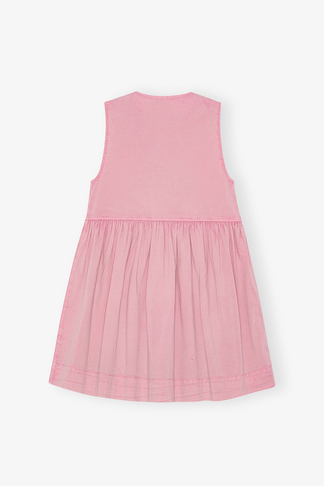 ワンピース GANNI Woman Dress Pink T4111 868 Ganni Smocked Satin Ruffle Collar Wavy Waist Oversize Wrap