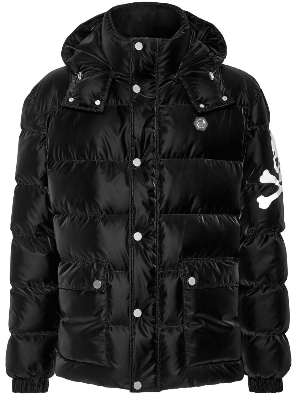 skull-print quilted jacket - 1