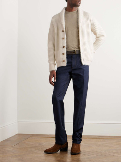 TOM FORD Shawl-Collar Ribbed Wool, Silk and Mohair-Blend Cardigan outlook