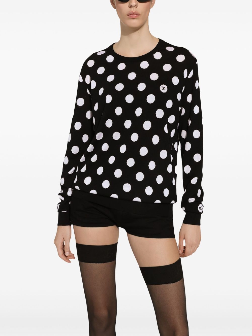 polka dot-pattern crew-neck jumper - 2