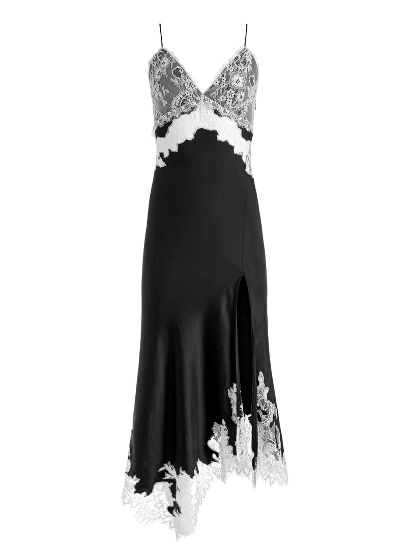 Alice + Olivia DAPHNE LACE ASYMMETRICAL SLIT MIDI DRESS - CC402A08516G980 |  REVERSIBLE