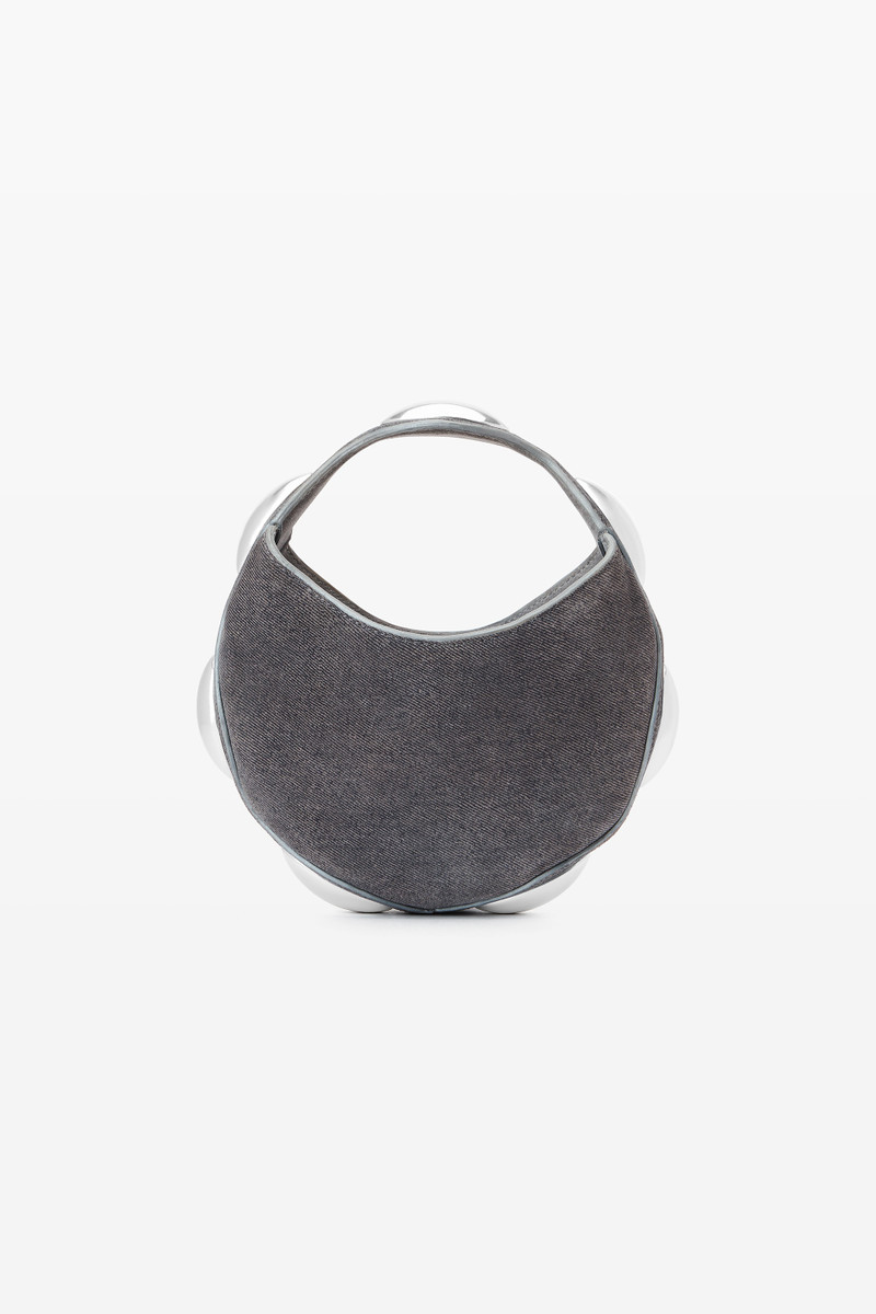 dome circular top-handle bag in trompe-l'oeil denim leather 1
