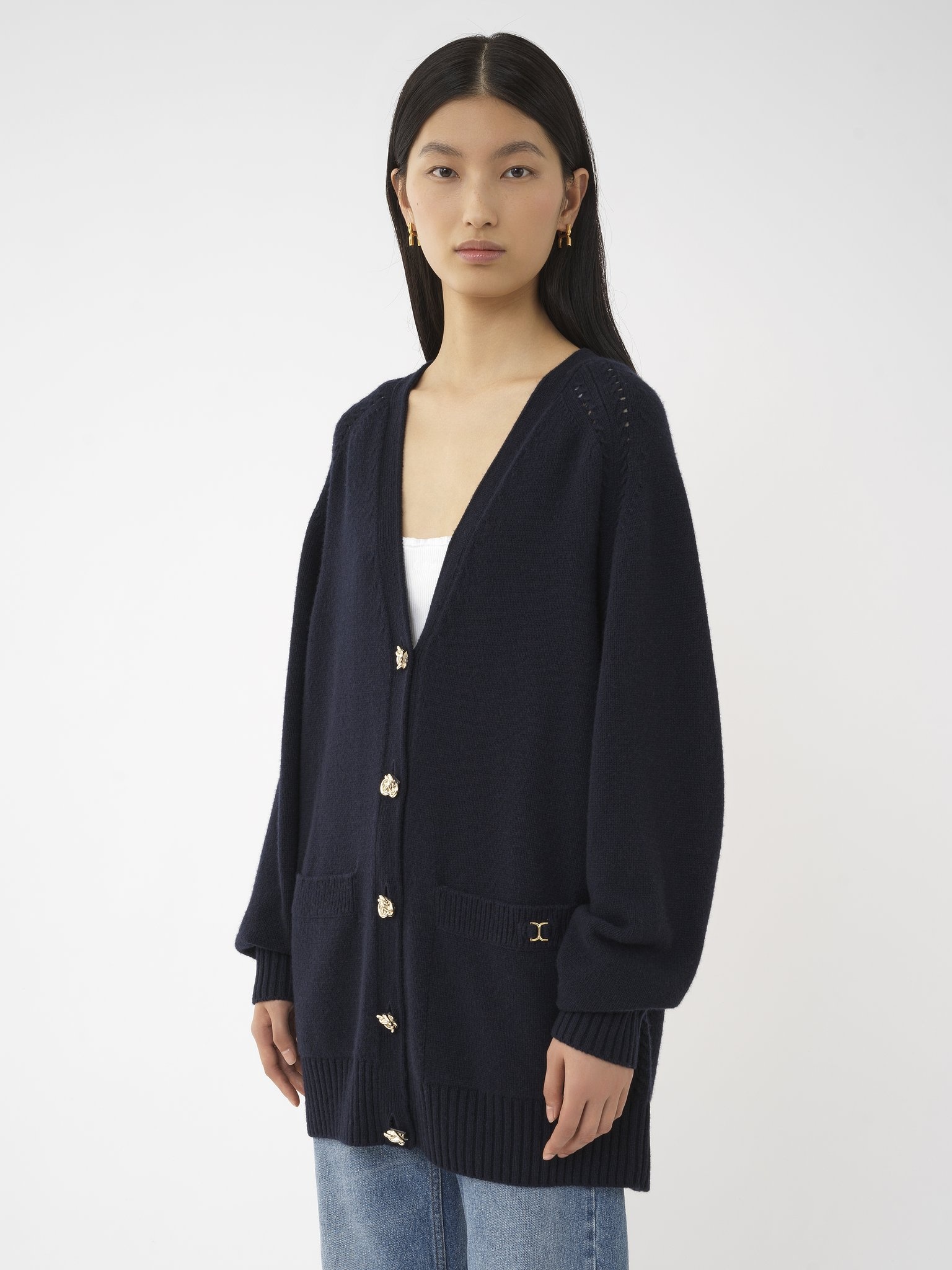 Chloé GENEROUS V-NECK CARDIGAN | REVERSIBLE