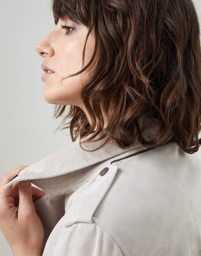 Suede biker jacket with monili 3