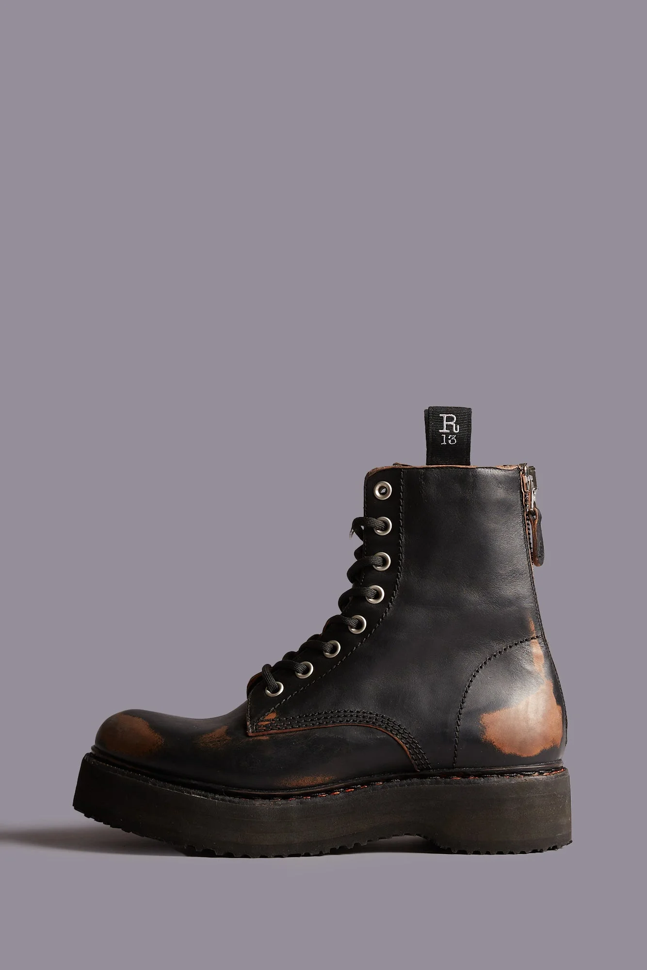 Single Stack Lace Up Boots | R13 Deinm - 1