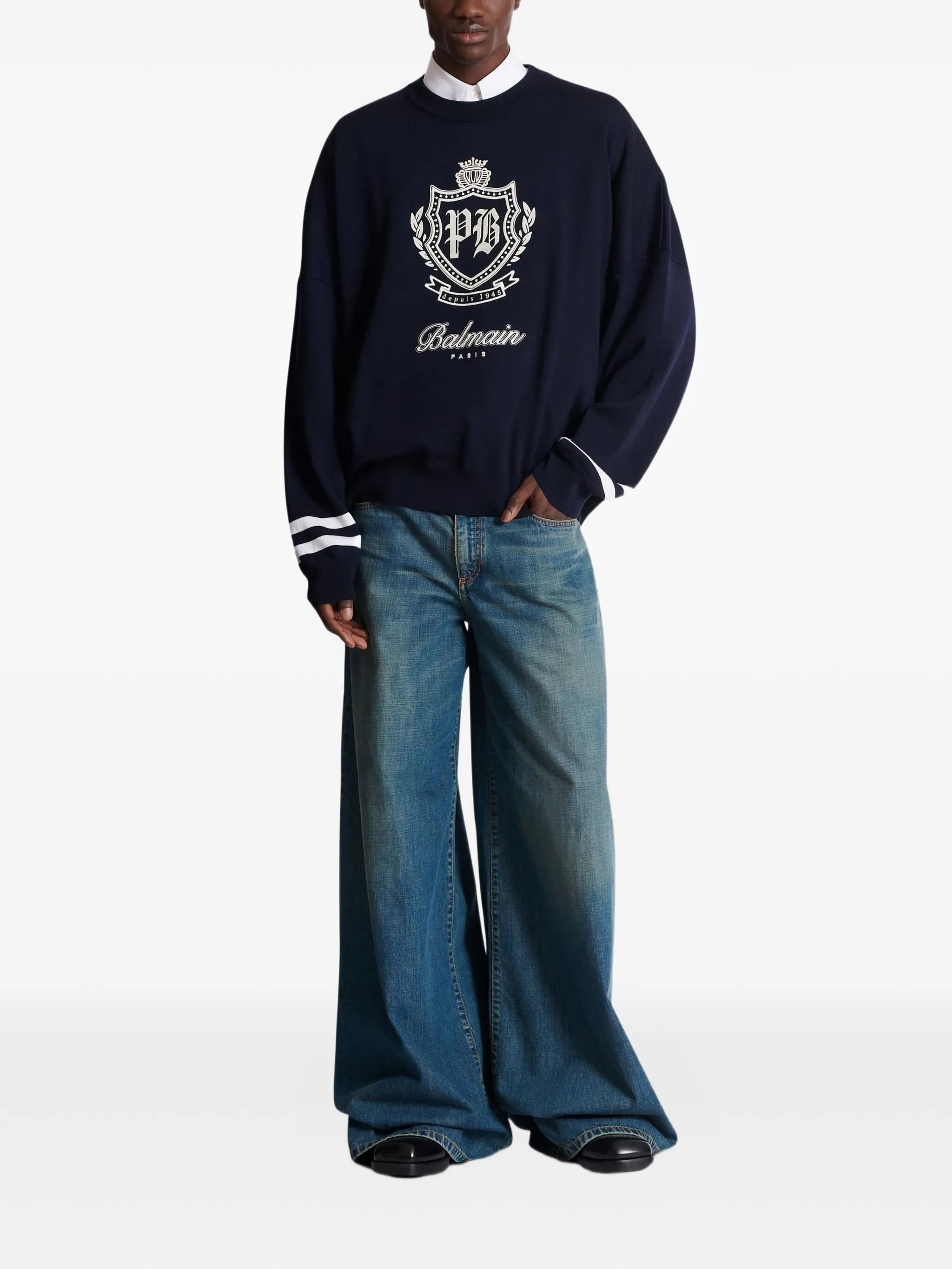 faded wide-leg jeans - 2