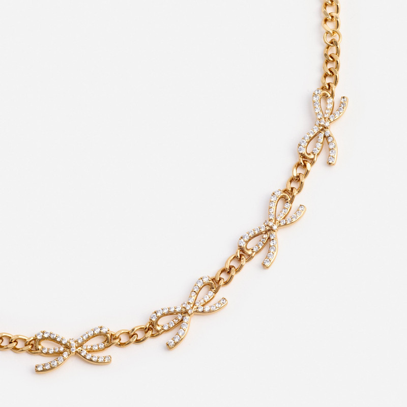 self-portrait Gold Crystal Bow Bracelet outlook