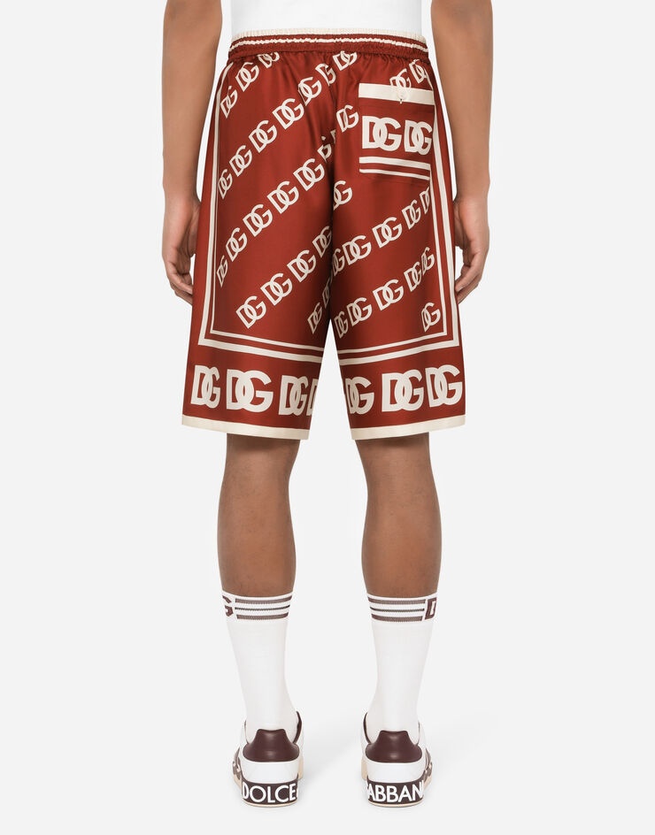 Silk jogging shorts with all-over DG logo print - 2