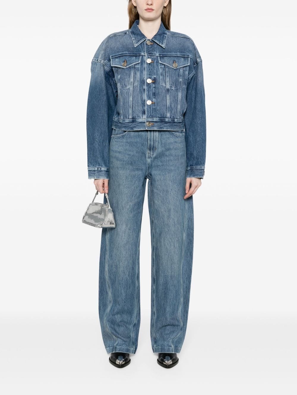 bonded-seam denim trucker jacket - 2