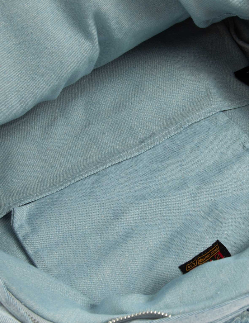 MULTIPLE DISTRESSED APPLIQUÉS DENIM BACKPACK 7