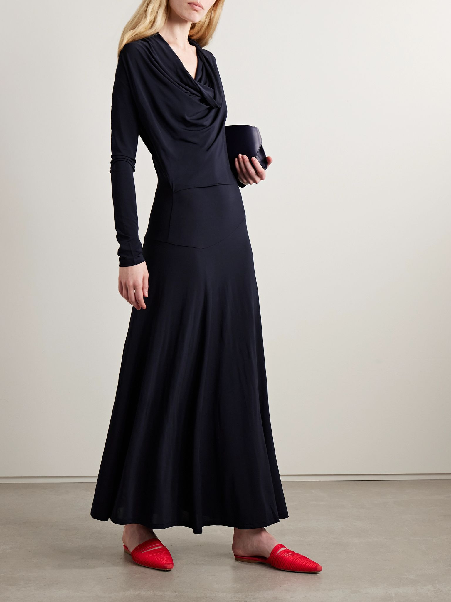 Eadan draped jersey maxi dress Navy - 2