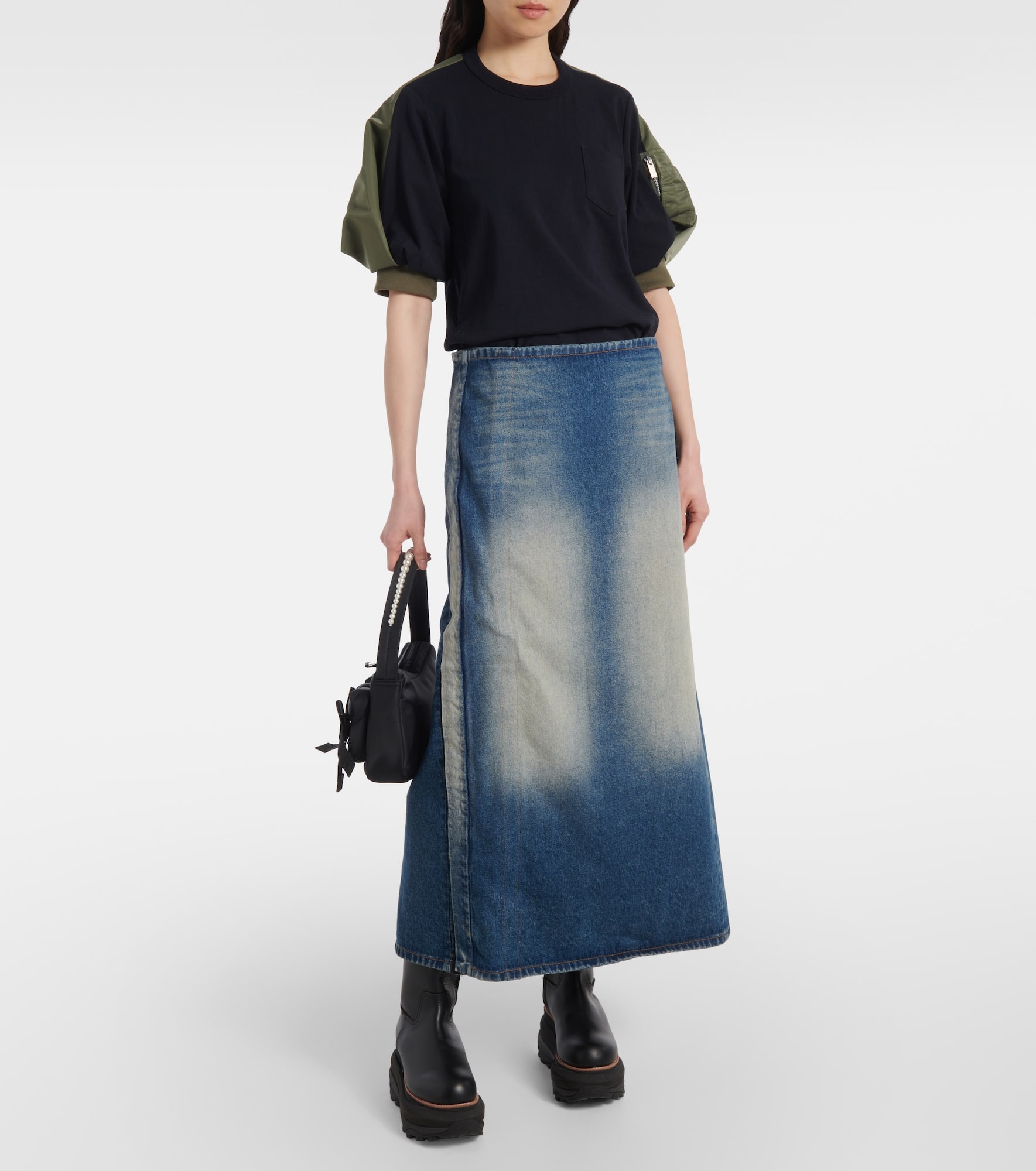 Twill-trimmed cotton jersey T-shirt - 2