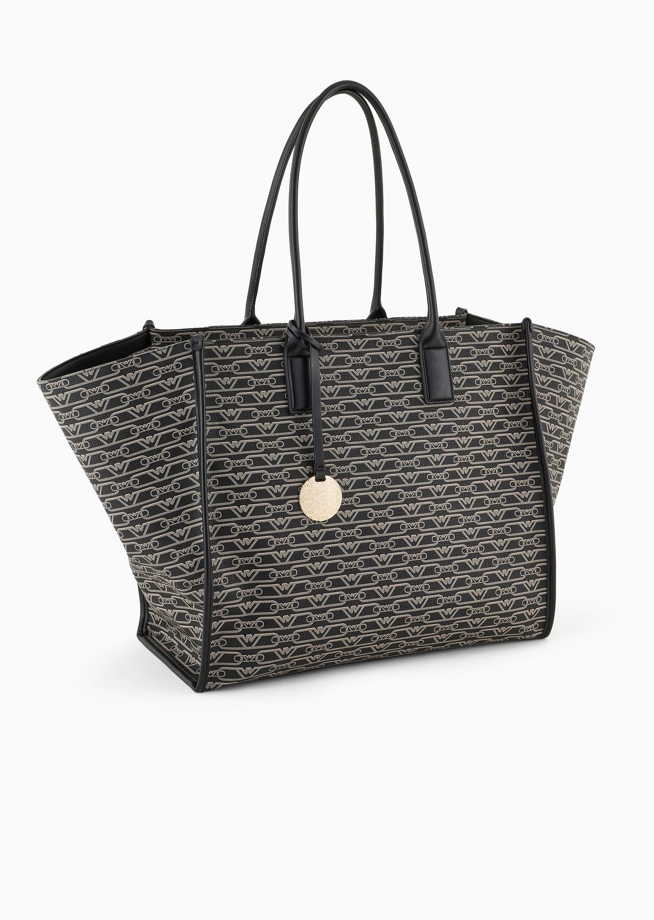 Oversized shopper bag with all-over monogram print - 2