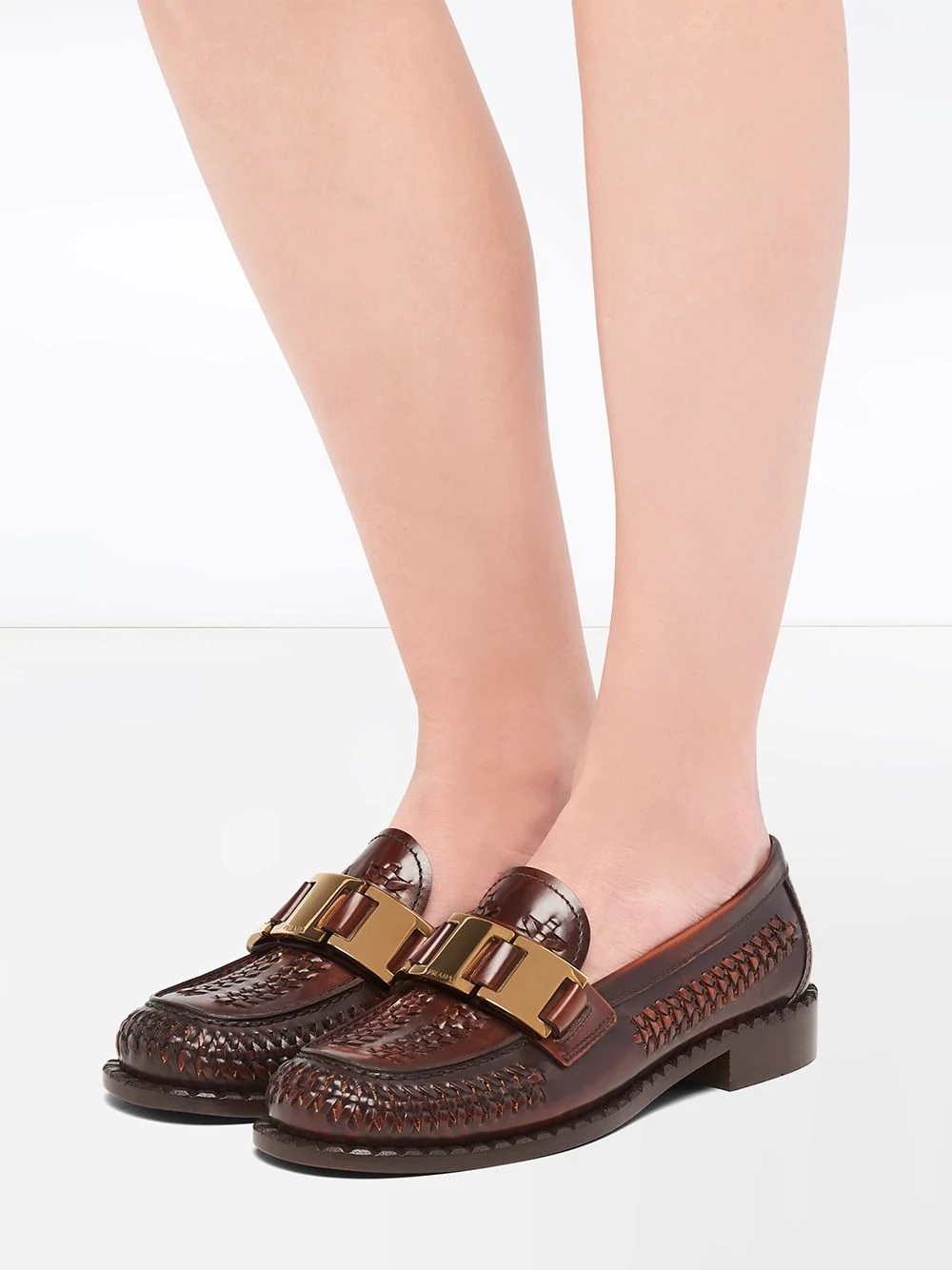 buckled woven loafers - 5