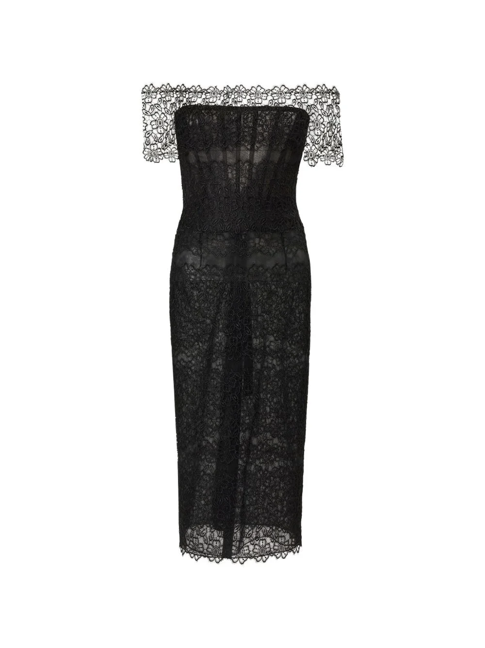 lace-trimmed off-shoulder dress - 1