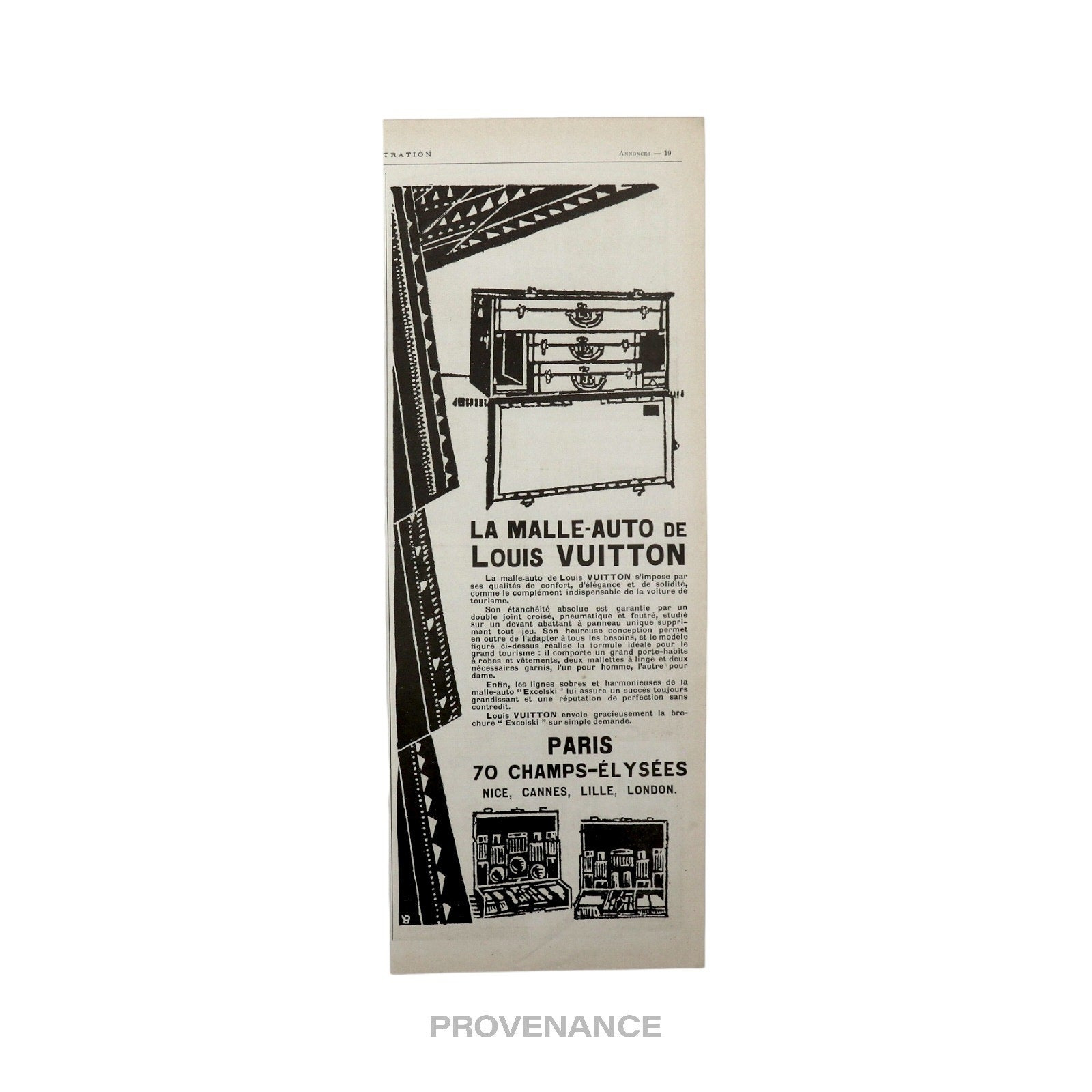 Louis Vuitton Antique Vintage Newsprint Ad - MALLE-AUTO - 3