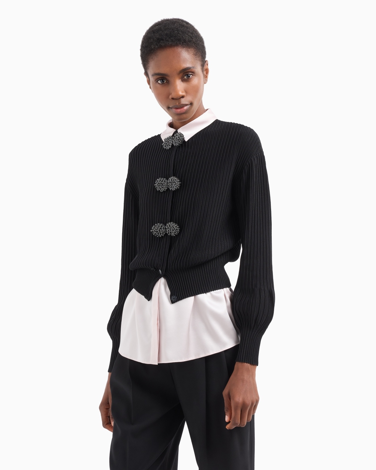 OTTOMAN-FABRIC CARDIGAN WITH JEWEL DETAILS - 4