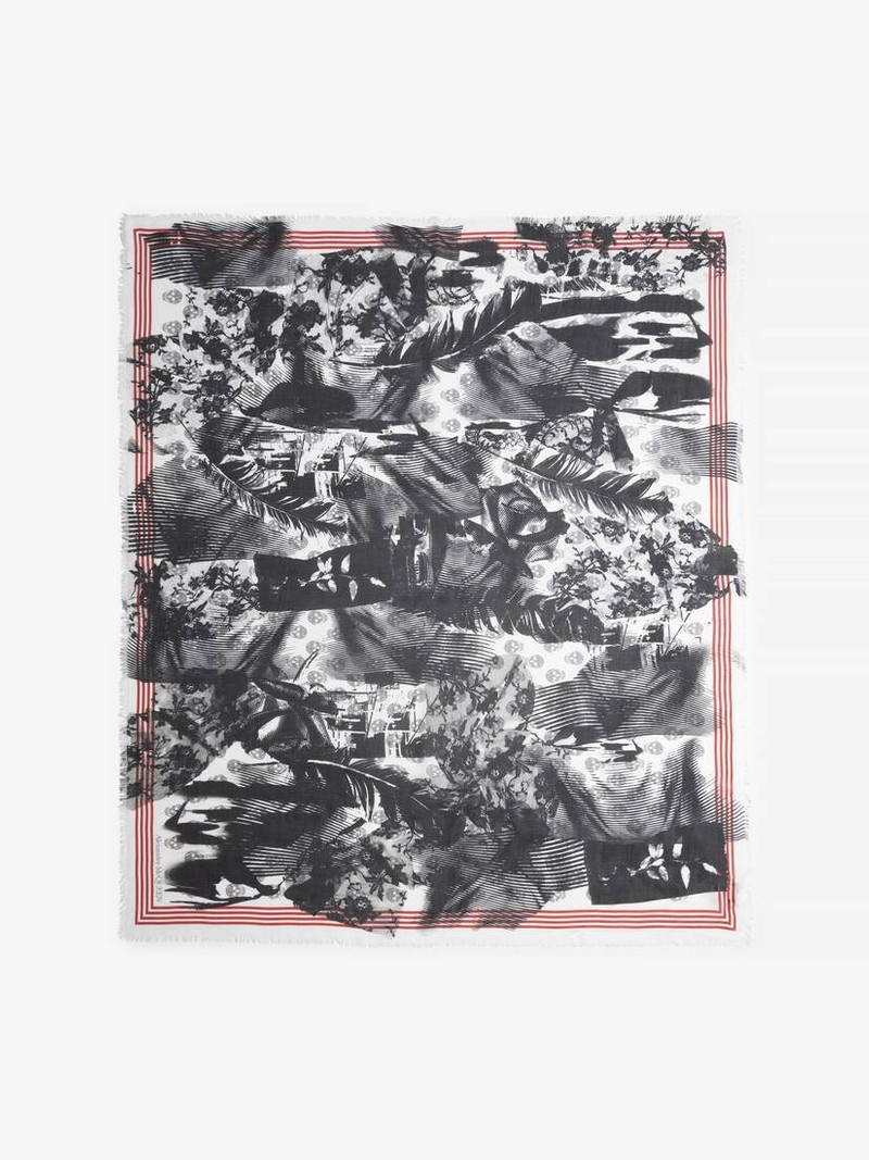 Men's McQueen Collage Biker Skull Foulard in Black/ivory 1