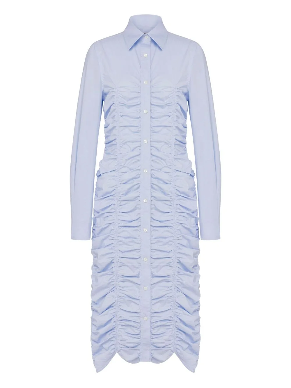 ruched button-down midi dress - 1