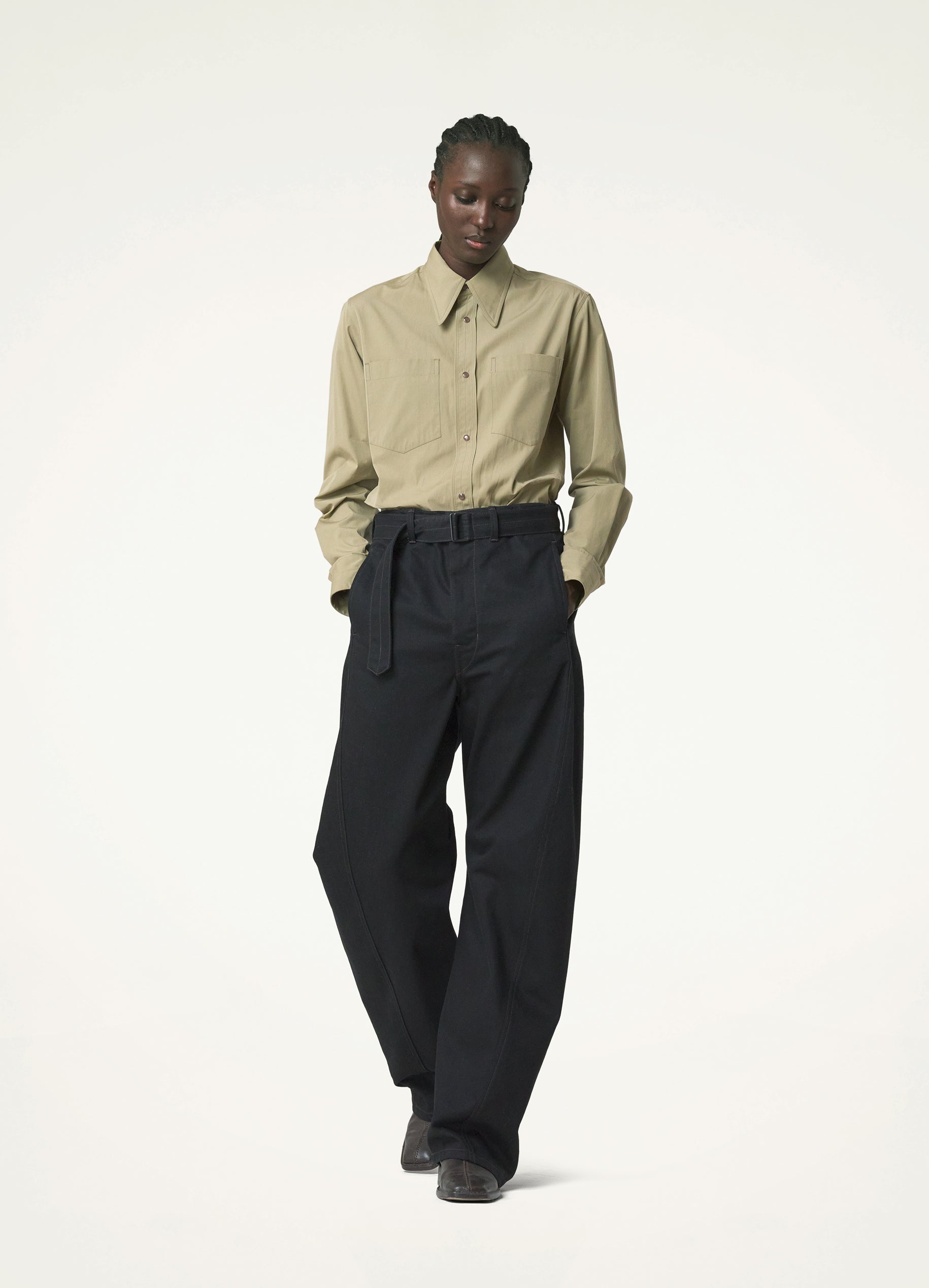 POINTED COLLAR SHIRT WITH SNAPS - 5