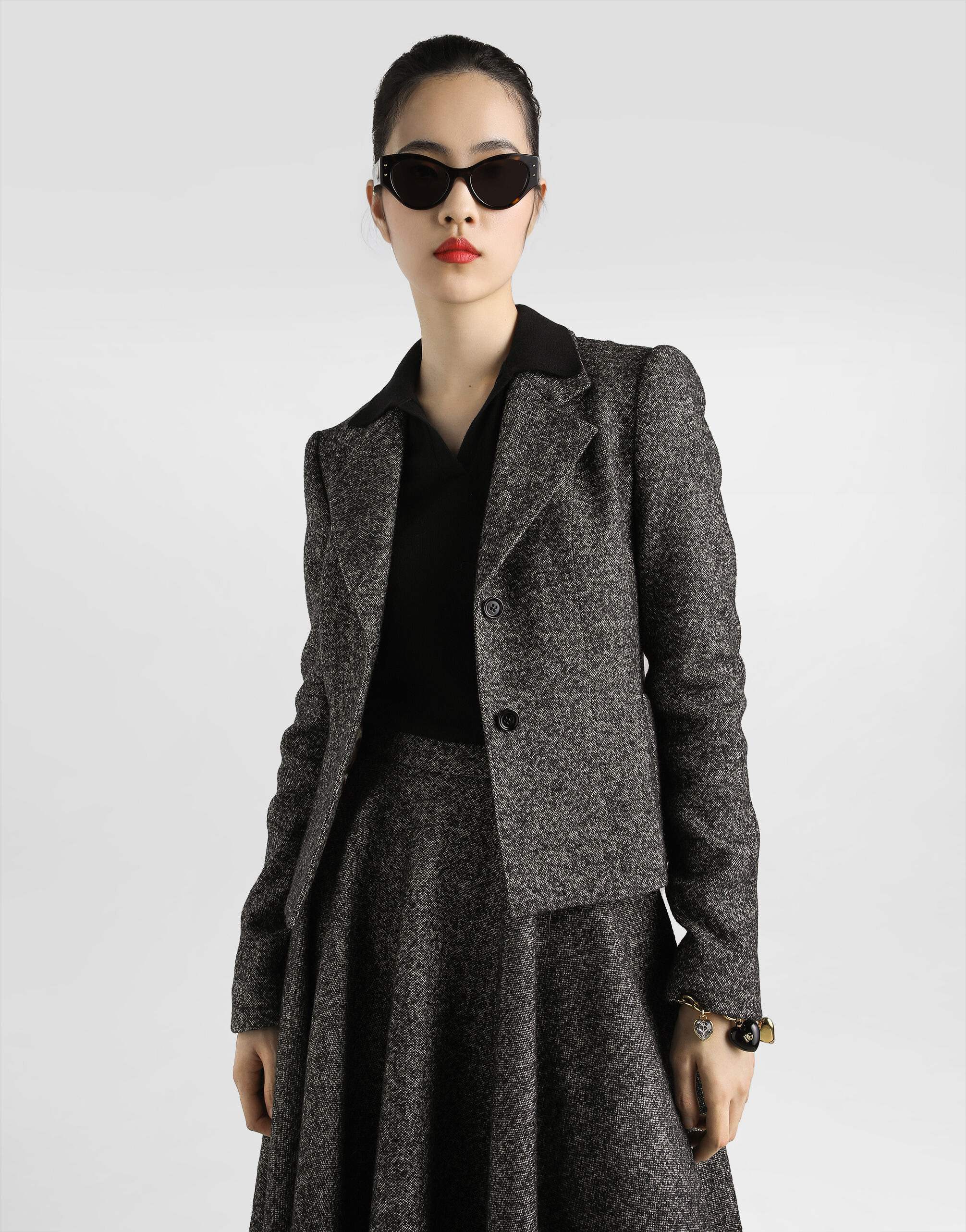 Single-breasted jacket in dotted wool blend - 4